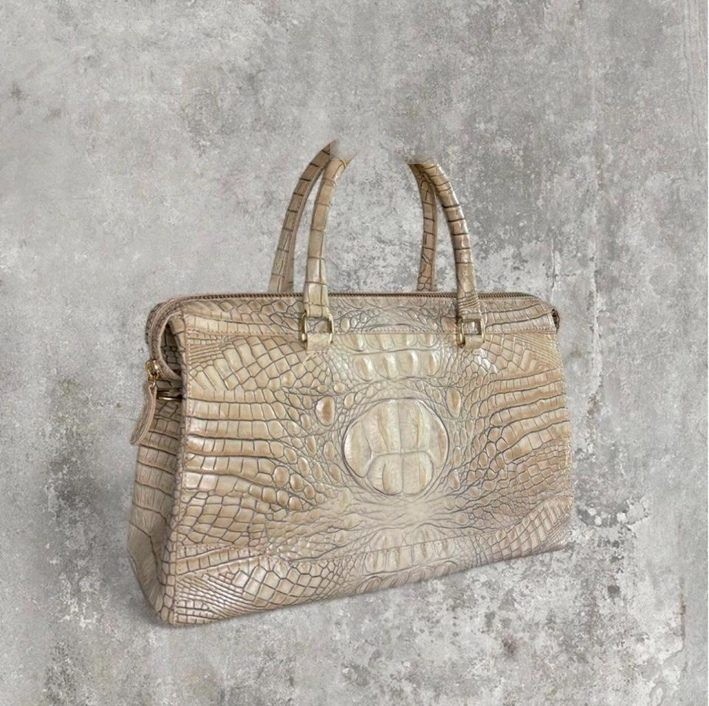 Croc-Embossed Boston Bag