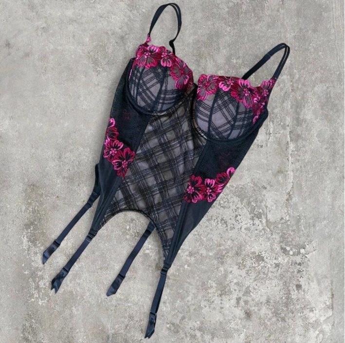 Floral Plaid Bustier