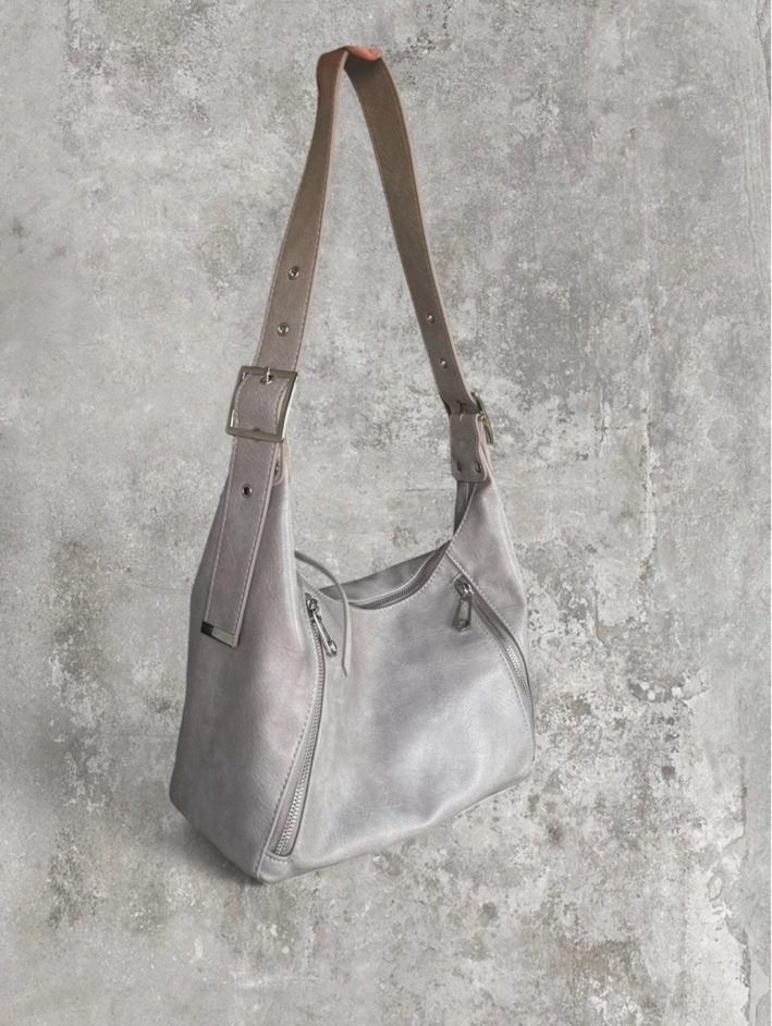 Grey Hobo Shoulder Bag